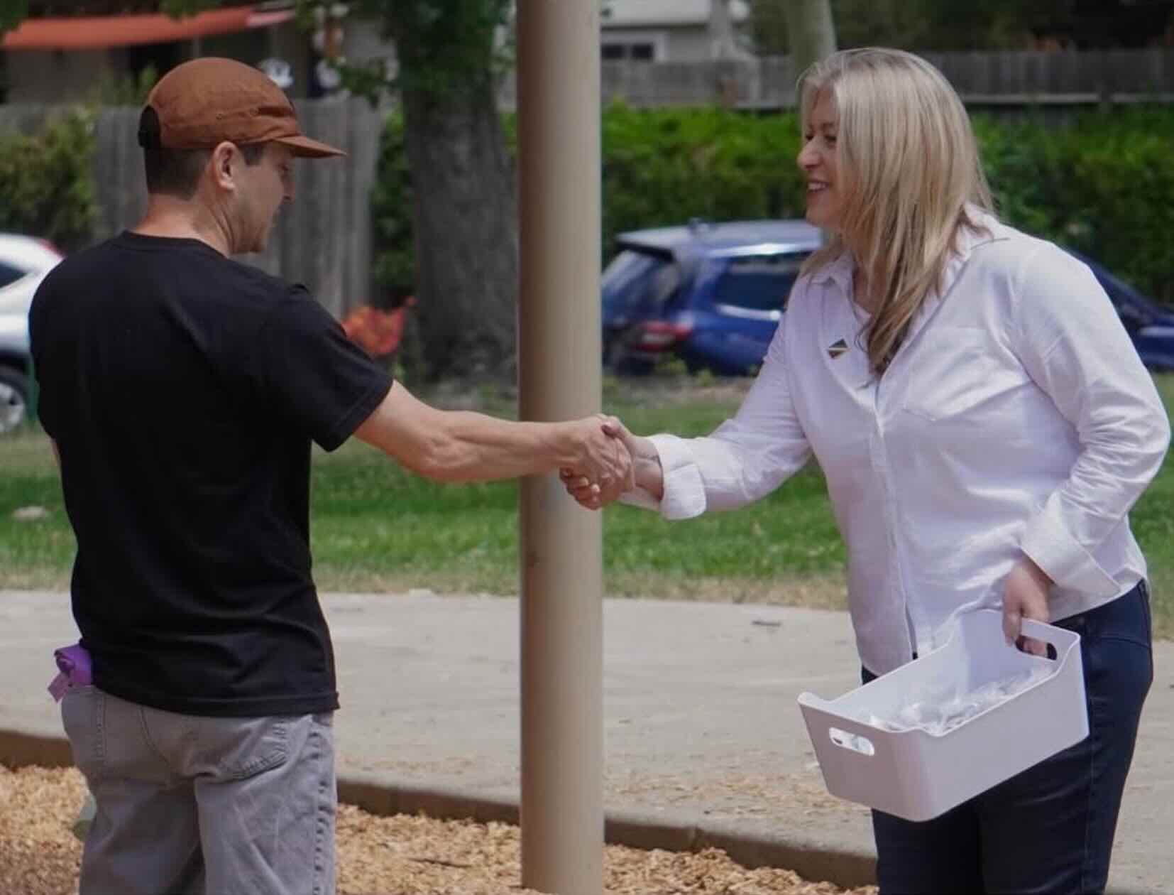 Jenn Souza connecting with parents during Disability Pride Month