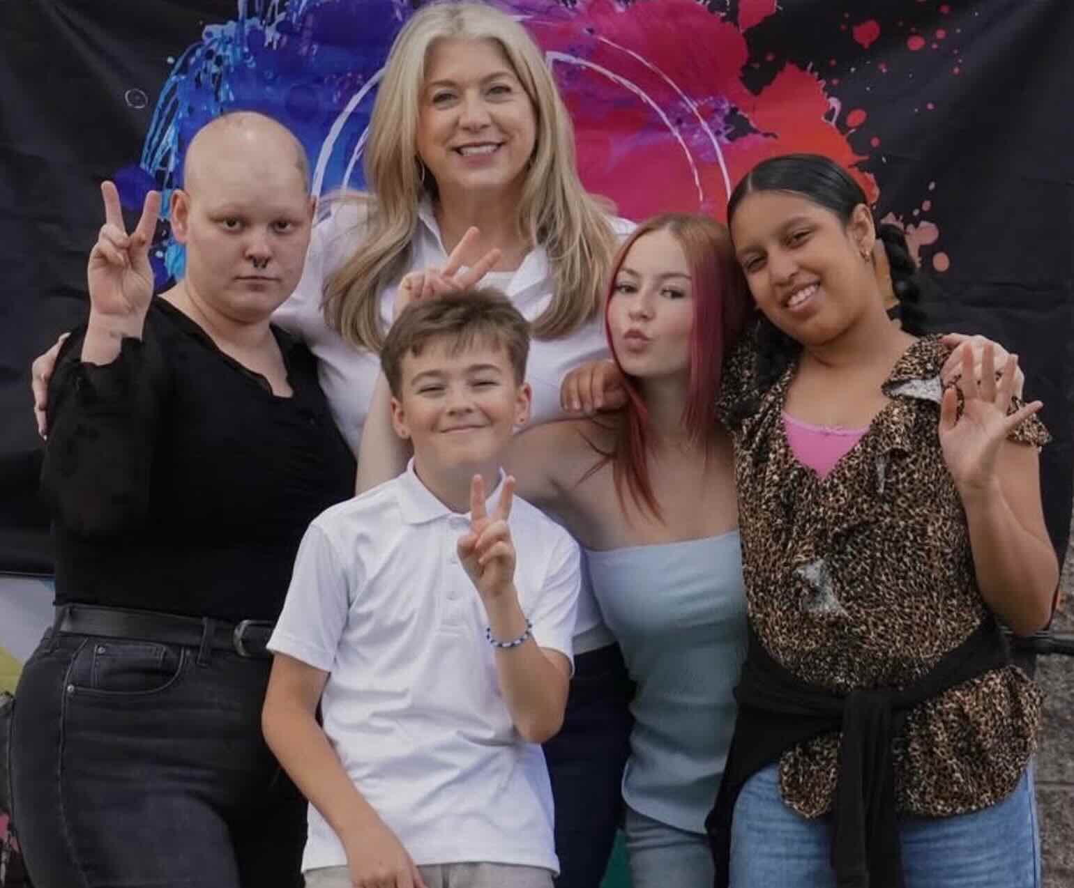 Four of Jenn Souza's seven children at the Disability Pride Month picnic